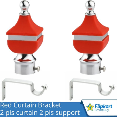 Flipkart SmartBuy Red Curtain Knobs, Rod Rail Bracket Metal(Pack of 2)