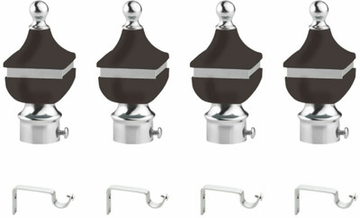 krina Silver, Grey Rod Rail Bracket, Curtain Knobs Metal(Pack of 8)