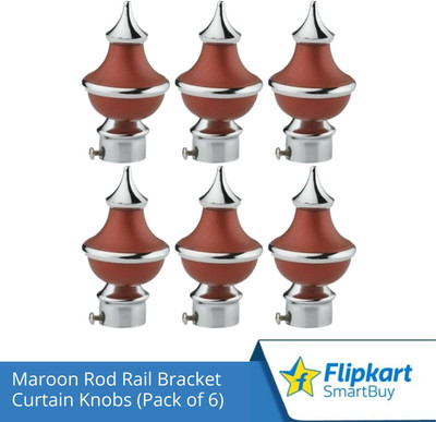 Flipkart SmartBuy Maroon Curtain Knobs, Rod Rail Bracket Metal(Pack of 6)