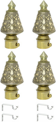 ZAPEX Gold Curtain Knobs, Rod Rail Bracket Metal(Pack of 4)