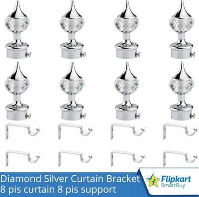 Flipkart SmartBuy Silver Curtain Knobs, Rod Rail Bracket Metal(Pack of 8)
