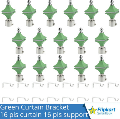 Flipkart SmartBuy Green Curtain Knobs, Rod Rail Bracket Metal(Pack of 16)