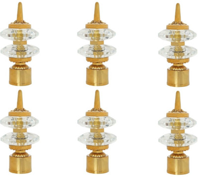 RKOING Gold Curtain Knobs, Rod Rail Bracket Metal(Pack of 6)