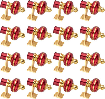 Ghazian Red, Gold Curtain Knobs, Rod Rail Bracket Metal(Pack of 16)