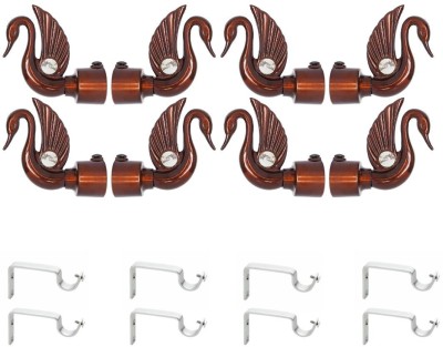 ZAPEX Brown Rod Rail Bracket, Curtain Knobs Metal(Pack of 8)