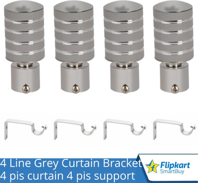 Flipkart SmartBuy Grey Curtain Knobs, Rod Rail Bracket Metal(Pack of 4)