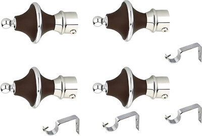 ZedZero Brown Curtain Knobs, Curtain Rods, Rod Rail Bracket(Pack of 4)
