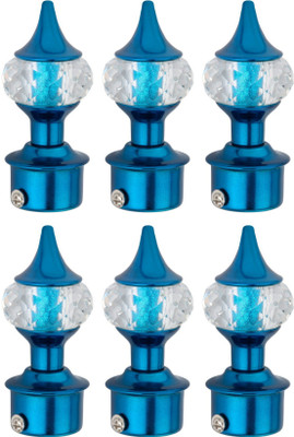 Dorami Blue Curtain Knobs, Rod Rail Bracket Metal(Pack of 6)