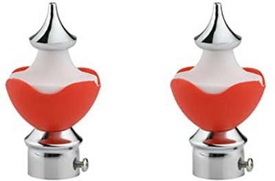 Crezx Red, Silver Rod Rail Bracket, Curtain Knobs, Curtain Hooks Metal(Pack of 2)