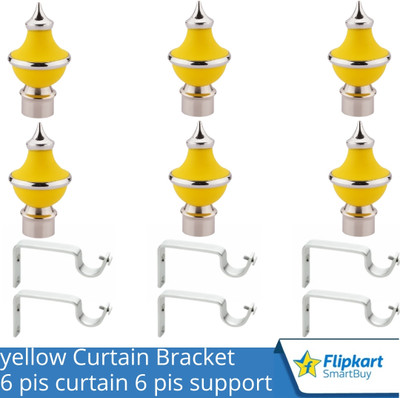 Flipkart SmartBuy Yellow Curtain Knobs, Rod Rail Bracket Metal(Pack of 6)