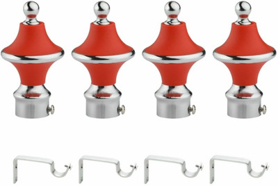 Inkart Red Curtain Knobs, Rod Rail Bracket Metal(Pack of 8)