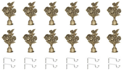 METZO Gold Rod Rail Bracket, Curtain Knobs Metal(Pack of 12)