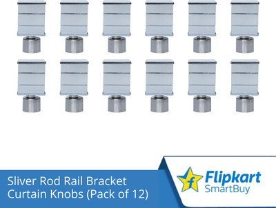 Flipkart SmartBuy Silver Curtain Knobs, Rod Rail Bracket Metal(Pack of 12)
