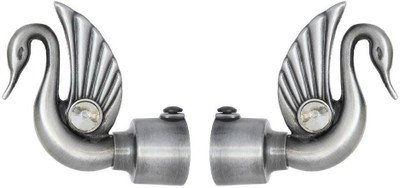ZYREX Grey Curtain Knobs, Rod Rail Bracket Metal(Pack of 2)