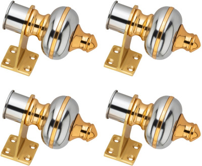 Ghazian Silver, Gold Curtain Knobs, Rod Rail Bracket Metal(Pack of 4)