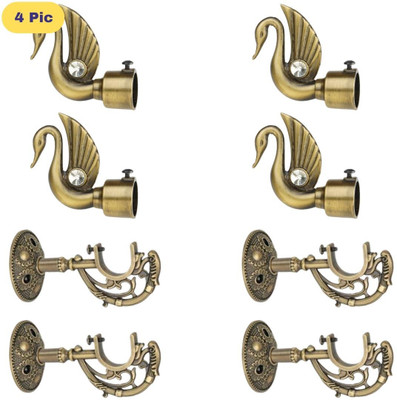 ZAPEX Gold Rod Rail Bracket, Curtain Knobs Metal(Pack of 4)