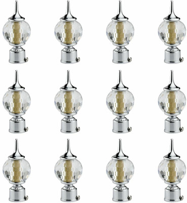 Inkart Silver Curtain Knobs, Rod Rail Bracket Metal(Pack of 12)