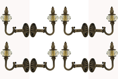 Bzcarts Beige Curtain Knobs, Curtain Hooks, Rod Rail Bracket, Rod Rail Bracket Metal(Pack of 4)
