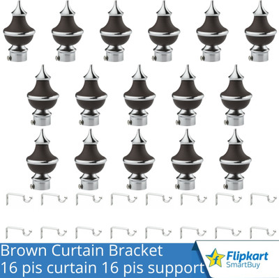 Flipkart SmartBuy Brown Curtain Knobs, Rod Rail Bracket Metal(Pack of 16)