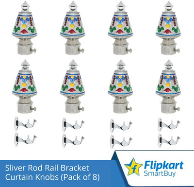 Flipkart SmartBuy Silver Curtain Knobs, Rod Rail Bracket Metal(Pack of 8)
