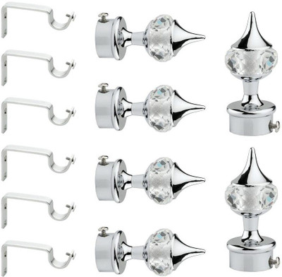 LEEZEN Architectural Hardware Silver Rod Rail Bracket, Curtain Hooks, Curtain Rings, Tieback Hook Metal(Pack of 12)