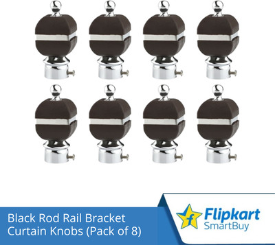 Flipkart SmartBuy Black Curtain Knobs, Rod Rail Bracket Metal(Pack of 8)