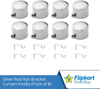 Flipkart SmartBuy Silver Curtain Knobs, Rod Rail Bracket Metal(Pack of 8)