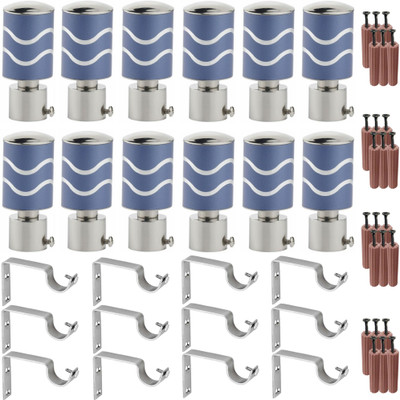 GRIVAN Blue Rod Rail Bracket, Curtain Knobs, Curtain Hooks Metal(Pack of 12)