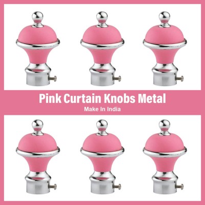 Xentino Pink Curtain Knobs Metal(Pack of 6)