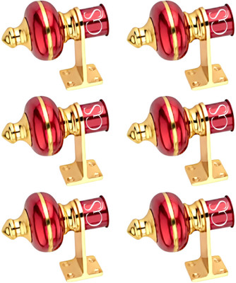 Ghar Sajaawat Red Rod Rail Bracket, Curtain Knobs Metal(Pack of 6)