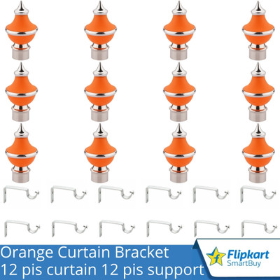 Flipkart SmartBuy Orange Curtain Knobs, Rod Rail Bracket Metal(Pack of 12)