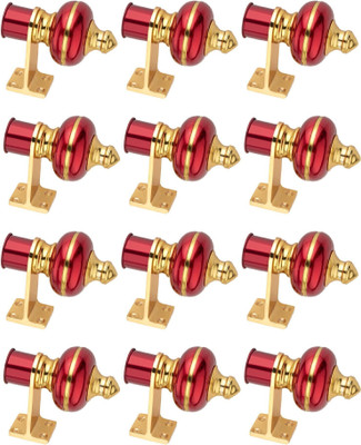 HELENSON Red Curtain Knobs, Rod Rail Bracket Metal(Pack of 12)