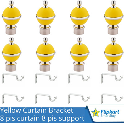 Flipkart SmartBuy Yellow Curtain Knobs, Rod Rail Bracket Metal(Pack of 8)