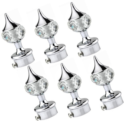 Ghazian Silver Curtain Knobs, Rod Rail Bracket Metal(Pack of 6)