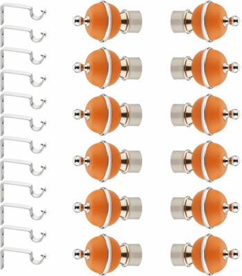 Easyhome Silver, Orange Rod Rail Bracket, Curtain Knobs Metal(Pack of 24)