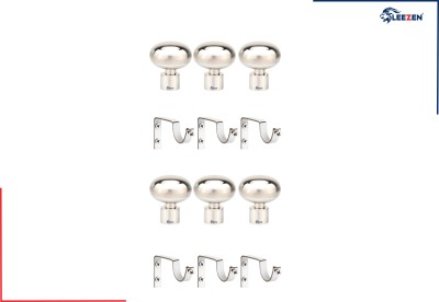 LEEZEN Architectural Hardware Silver Curtain Knobs, Curtain Hooks, Rod Rail Bracket, Curtain Rods Metal(Pack of 12)
