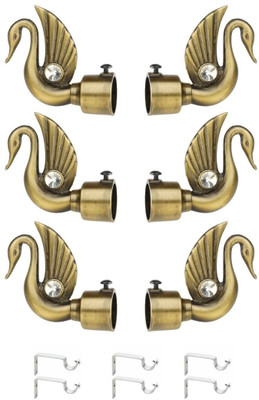 METZO Gold Rod Rail Bracket, Curtain Knobs Metal(Pack of 6)