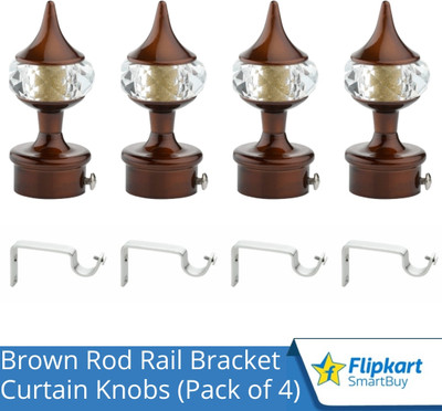 Flipkart SmartBuy Brown Curtain Knobs, Rod Rail Bracket Metal