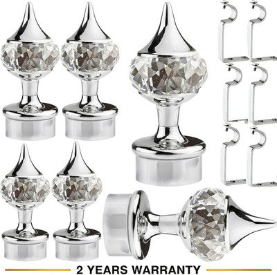 Ghazian Silver Curtain Knobs, Rod Rail Bracket Metal