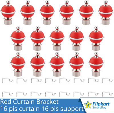 Flipkart SmartBuy Red Curtain Knobs, Rod Rail Bracket Metal(Pack of 16)