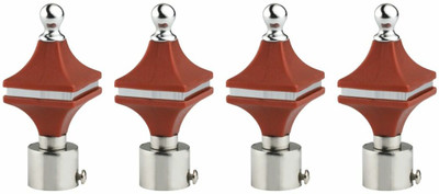 RKOING Brown Rod Rail Bracket, Curtain Knobs Metal(Pack of 4)