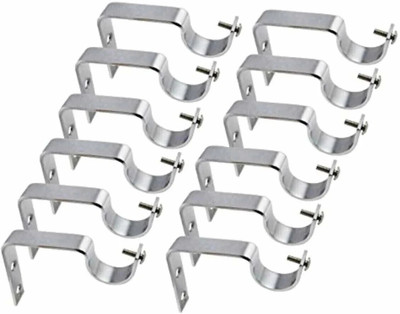 RINTL Silver Curtain Hooks, Curtain Knobs, Curtain Rods, Rod Rail Bracket Metal(Pack of 12)