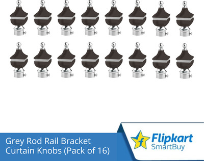 Flipkart SmartBuy Brown Curtain Knobs, Rod Rail Bracket Metal(Pack of 16)