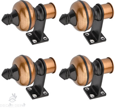 Decuds Black Curtain Hooks, Curtain Knobs, Rod Rail Bracket Metal(Pack of 4)