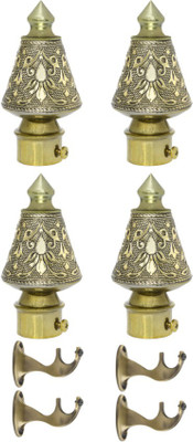 Inkart Gold Curtain Knobs, Rod Rail Bracket Metal(Pack of 4)