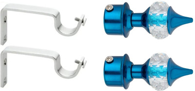 Ghazian Blue Curtain Knobs, Rod Rail Bracket Metal(Pack of 4)