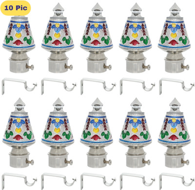 ZAPEX Silver Curtain Knobs, Rod Rail Bracket Metal(Pack of 10)