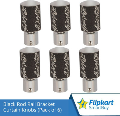 Flipkart SmartBuy Black Curtain Knobs, Rod Rail Bracket Metal(Pack of 6)