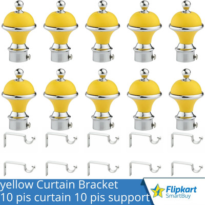 Flipkart SmartBuy Yellow Curtain Knobs, Rod Rail Bracket Metal(Pack of 10)