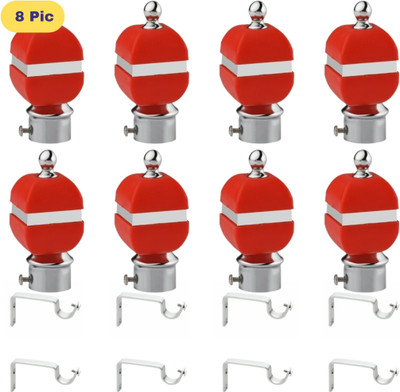 ZAPEX Red Rod Rail Bracket, Curtain Knobs Metal(Pack of 16)